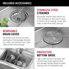 33” Workstation Drop-In Top Mount Double Bowl 16 Gauge Stainless Steel Kitchen Sink with WorkFlow™ Ledge and Accessories
